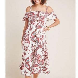 RARE Anthropologie Hawaiian Flower Print Dress - Off the Shoulder/Strapless